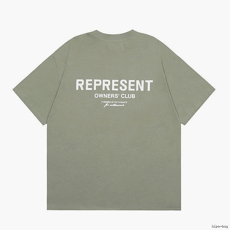 Represent Army Green Style 868 Owners Club T-Shirt Signature Detail Logo