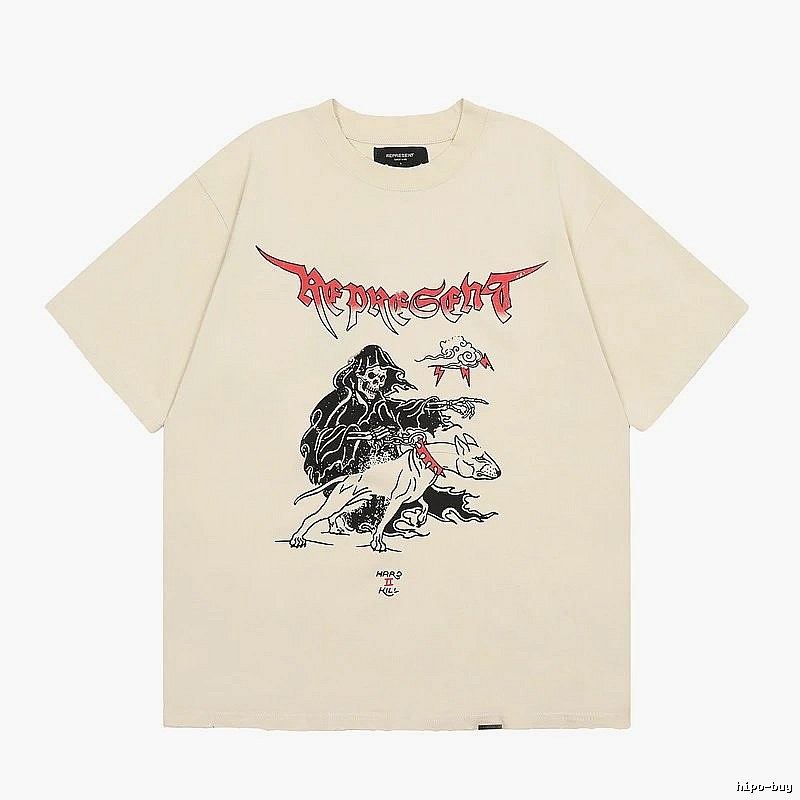 Represent Grim Reaper Print Vintage High Street Beige T-Shirt