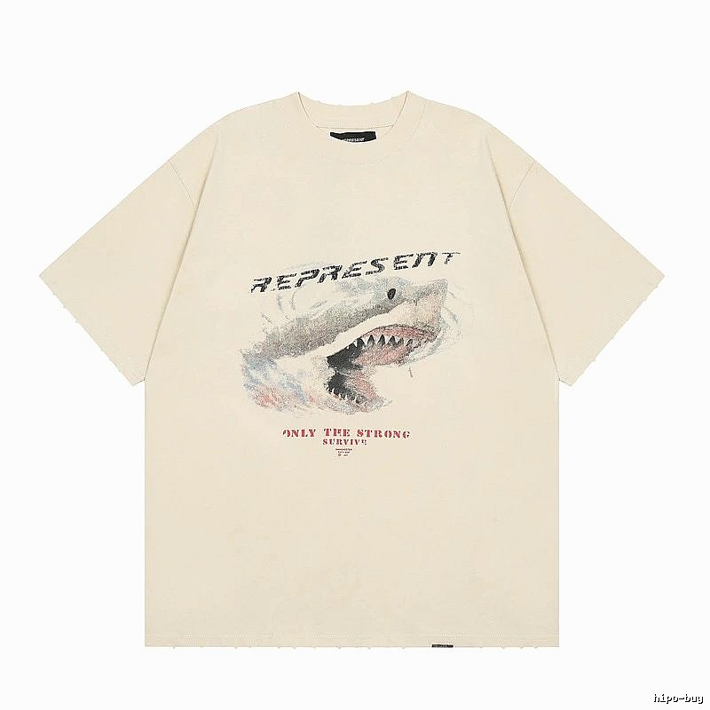 Represent Shark Print Vintage Beige T-Shirt
