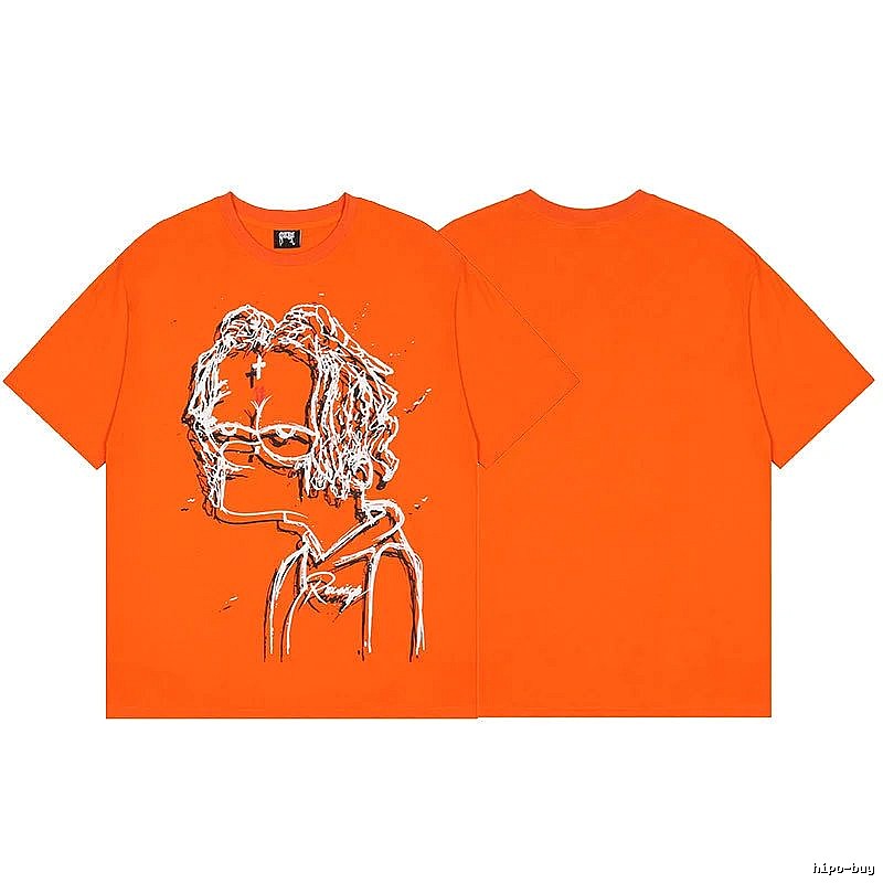 Revenge Orange Skull Graphic T-Shirt Color Pop