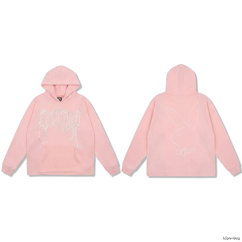 Revenge rabbit print pink hoodie