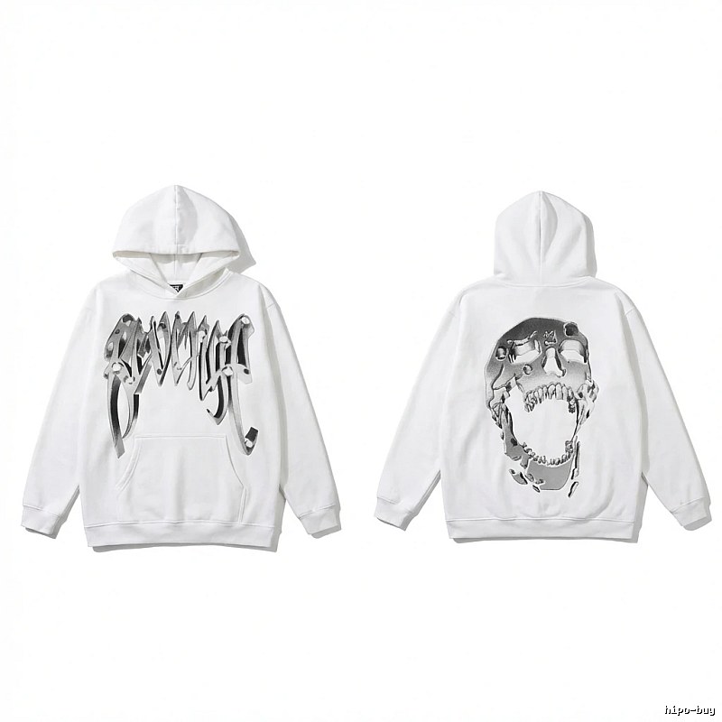 Revenge Skull Trendy Cool White Hoodie