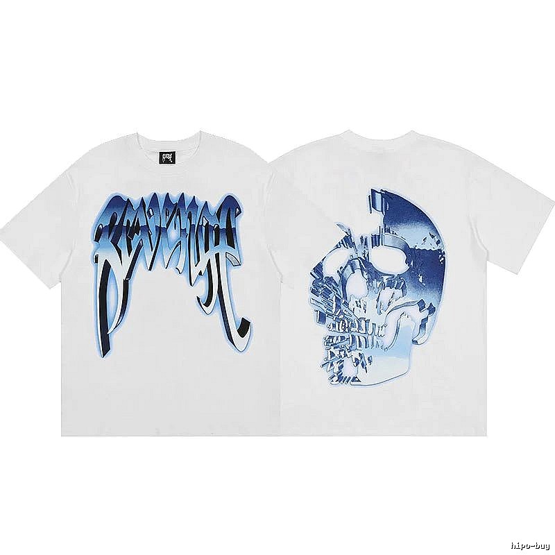 Revenge White Skull Graphic T-Shirt Active Casual