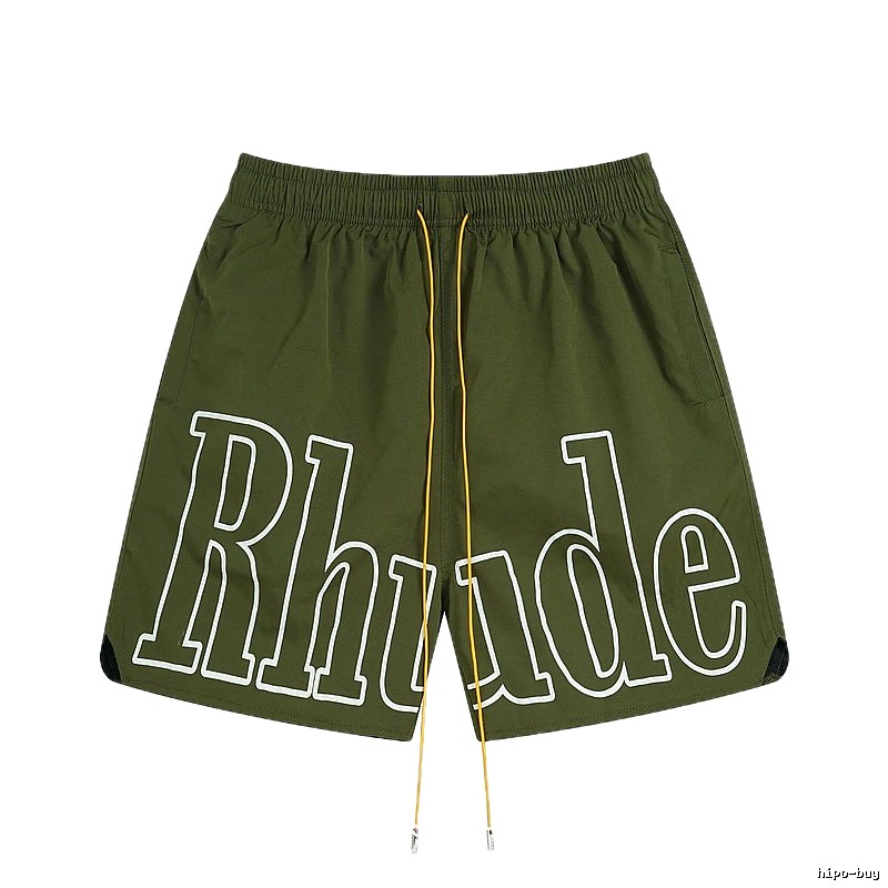 RHUDE letter-style military green shorts