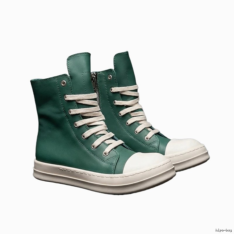 Rick Owens high-top retro green shoes