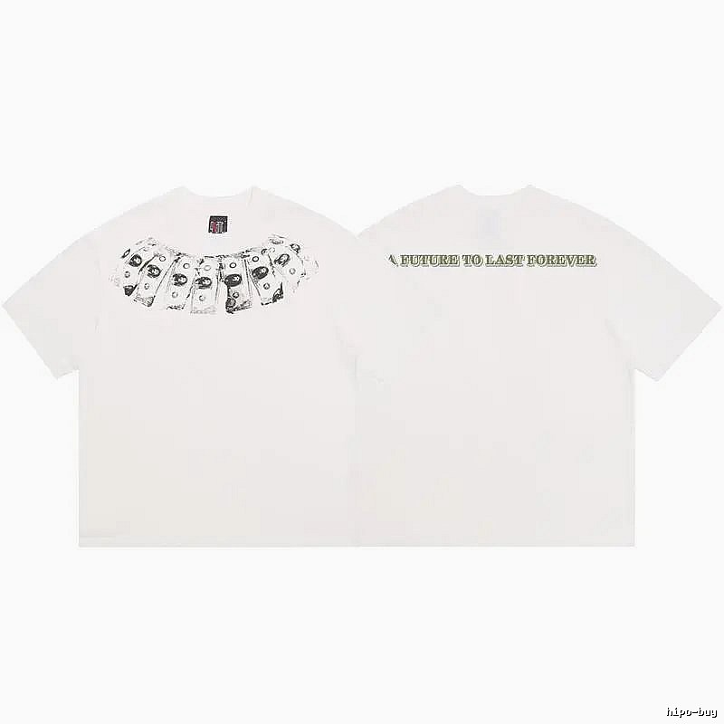 SAINT Dollar Bill Print Street Style White T-Shirt