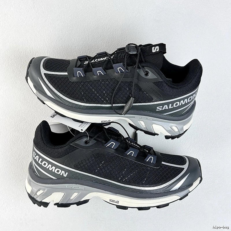 Salomon Black and Gray Trail Sneakers with Quick-Lace Style Cords