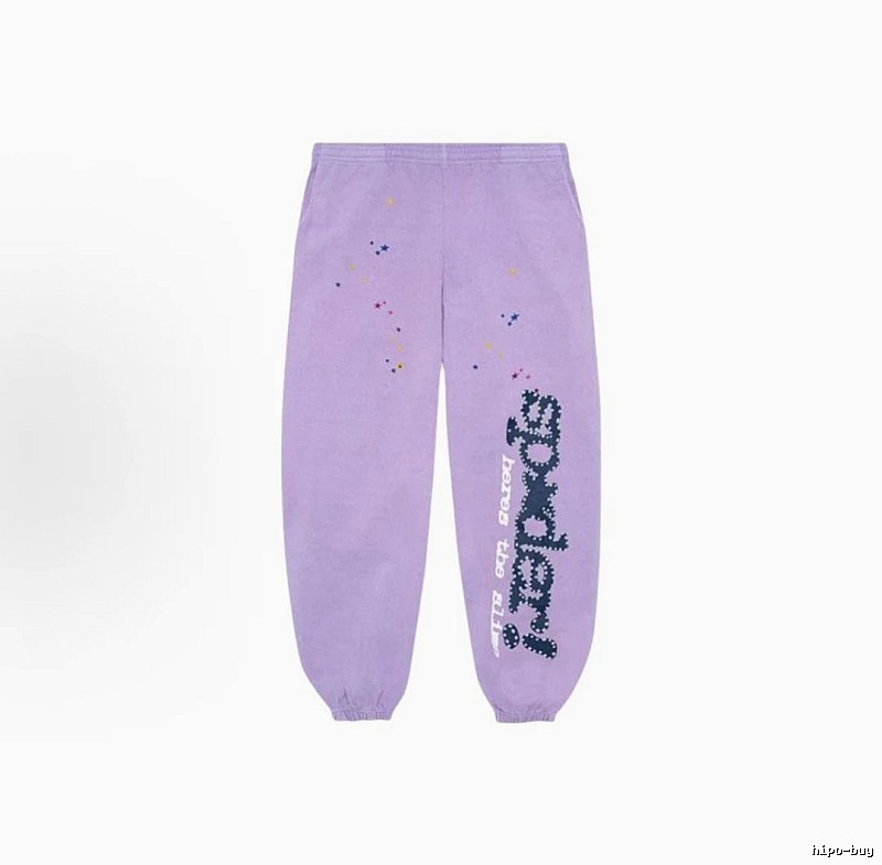 Sp5der Casual Logo Sweatpants - large vertical wordmark and cuffed silhouette