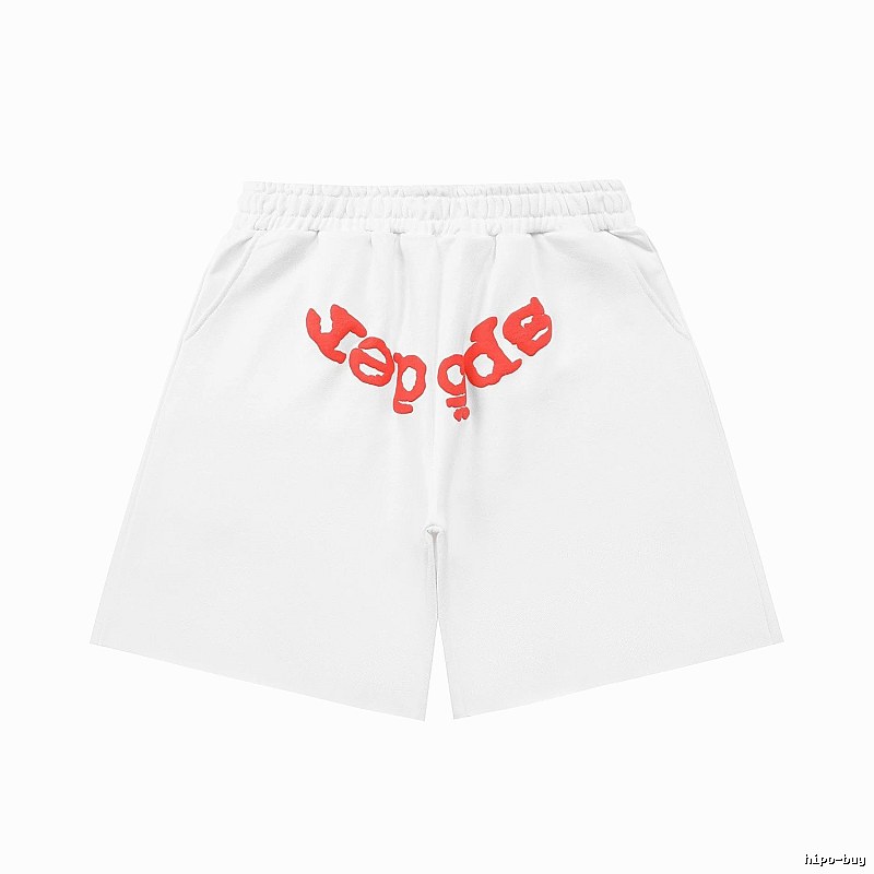 Sp5der red letter white shorts