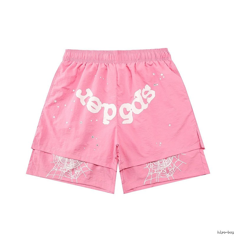 Sp5der star - printed pink shorts