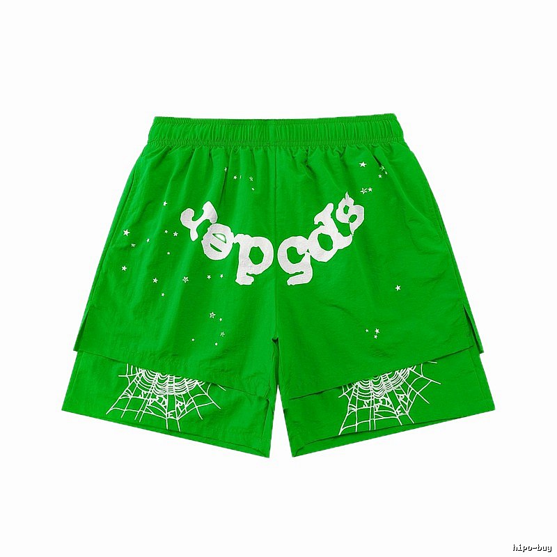 Sp5der Starburst Trendy Cool Green Shorts