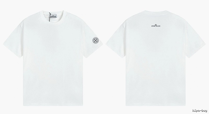 Stone Island Badge Minimalist Style White Short-sleeve T-shirt