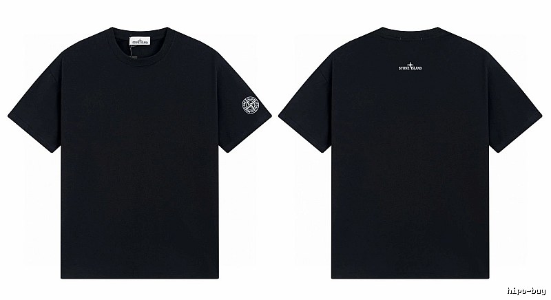 Stone Island Badge Techwear Style Black Short Sleeve T-Shirt