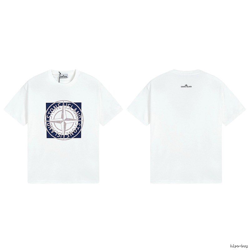 Stone Island Compass Collection Street Style White T-Shirt