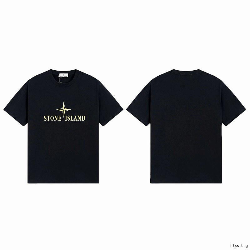 Stone Island Compass Print Street Style Black T-Shirt