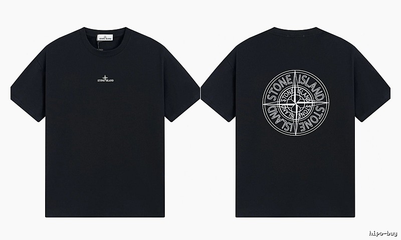Stone Island Compass Print Trendy Cool Black T-Shirt