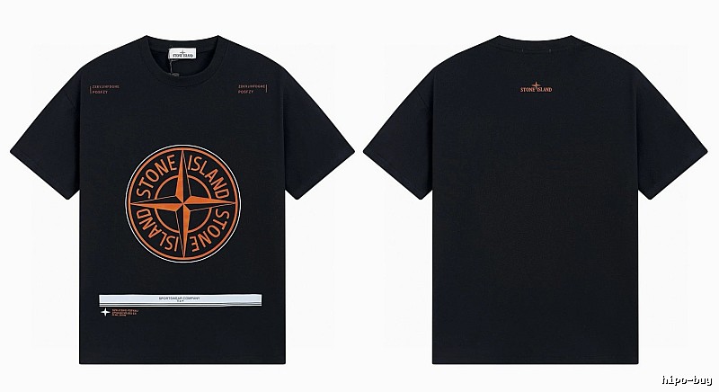 Stone Island Compass Techwear Style Black Short Sleeve T-Shirt