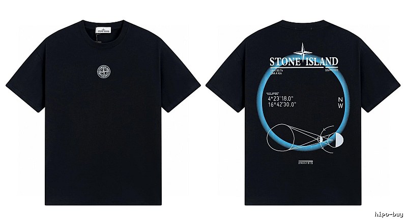 Stone Island Eclipse Collection Techwear Style Black Short-sleeve T-shirt