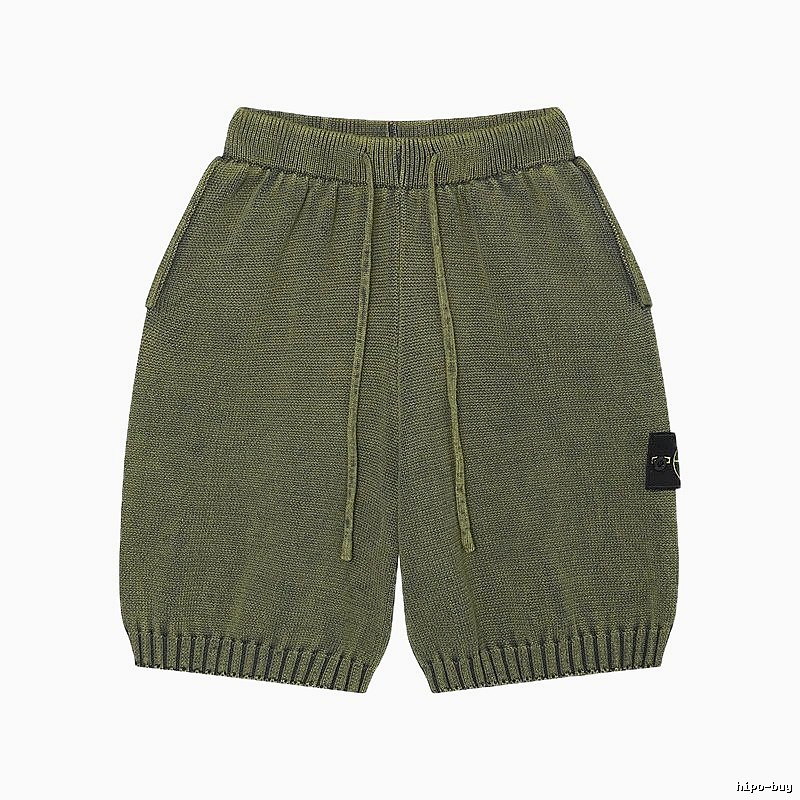 Stone Island Knit Techwear Style Military Green Shorts