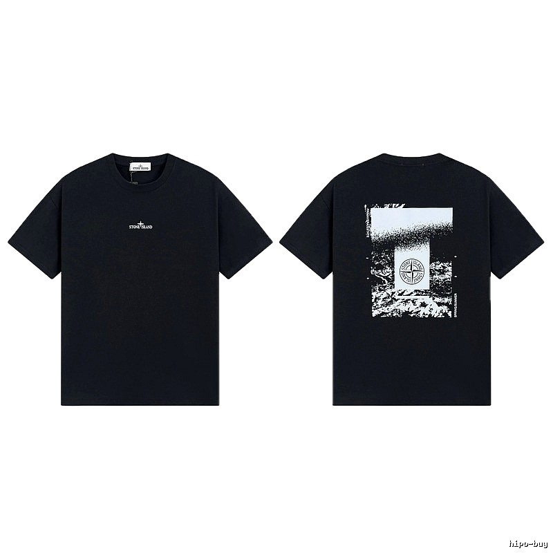 Stone Island Printed Functional Style Black Short Sleeve T-Shirt