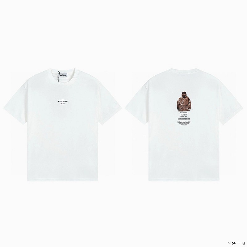Stone Island Printed Functional Style White Short Sleeve T-shirt