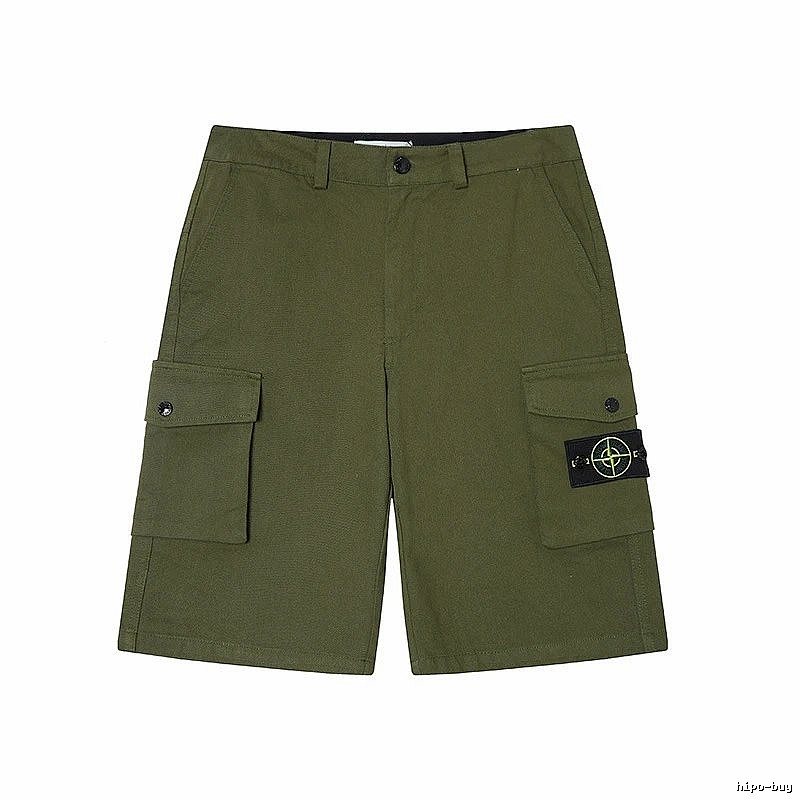 Stone Island Techwear Style Army Green Cargo Shorts