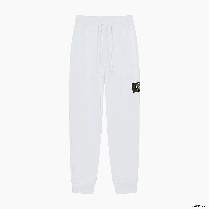 StoneIsland Badge Workwear Style White Sweatpants