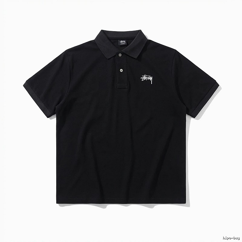Stussy basic simple style black Polo shirt