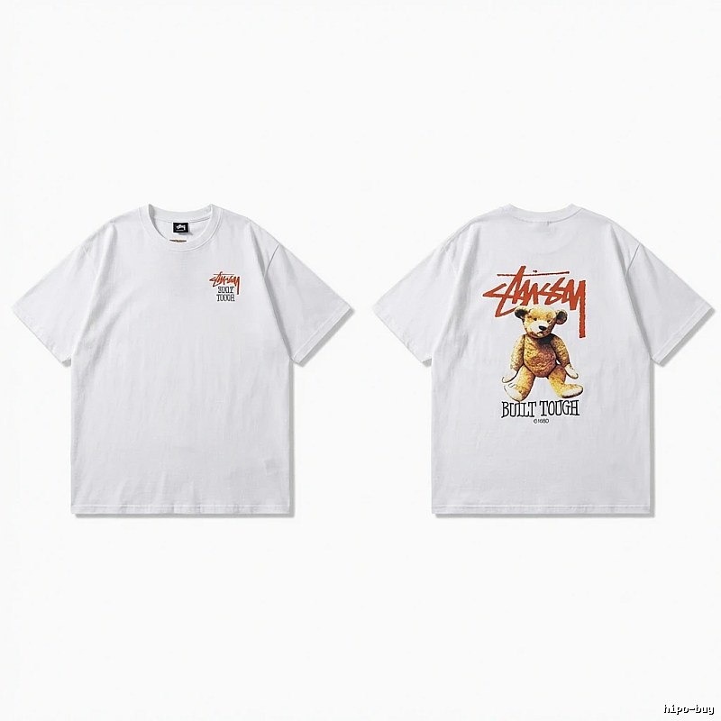Stussy bear print white T-shirt