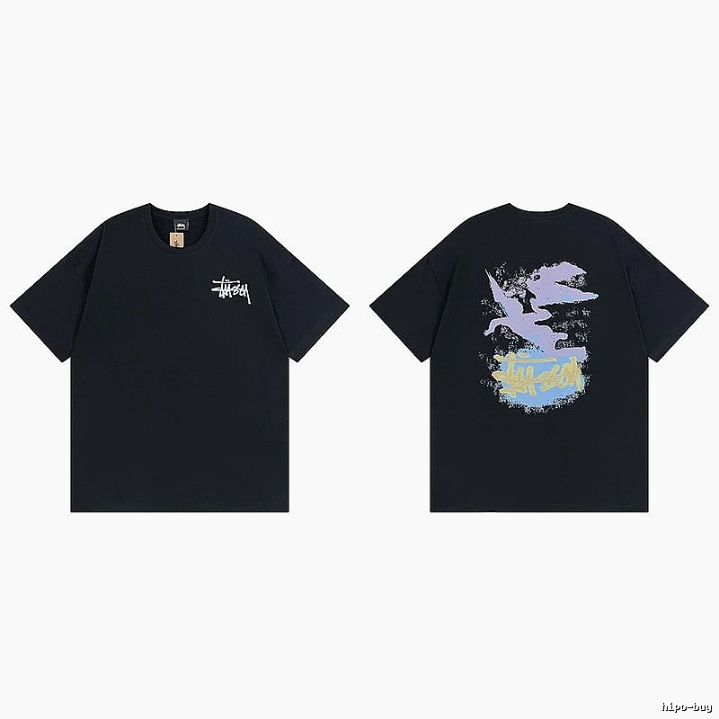 Stussy Black Spider Graphic T-Shirt Training Look Logo