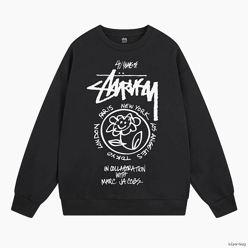 Stussy Black Style 539 Graphic SweatShirt Campus Look