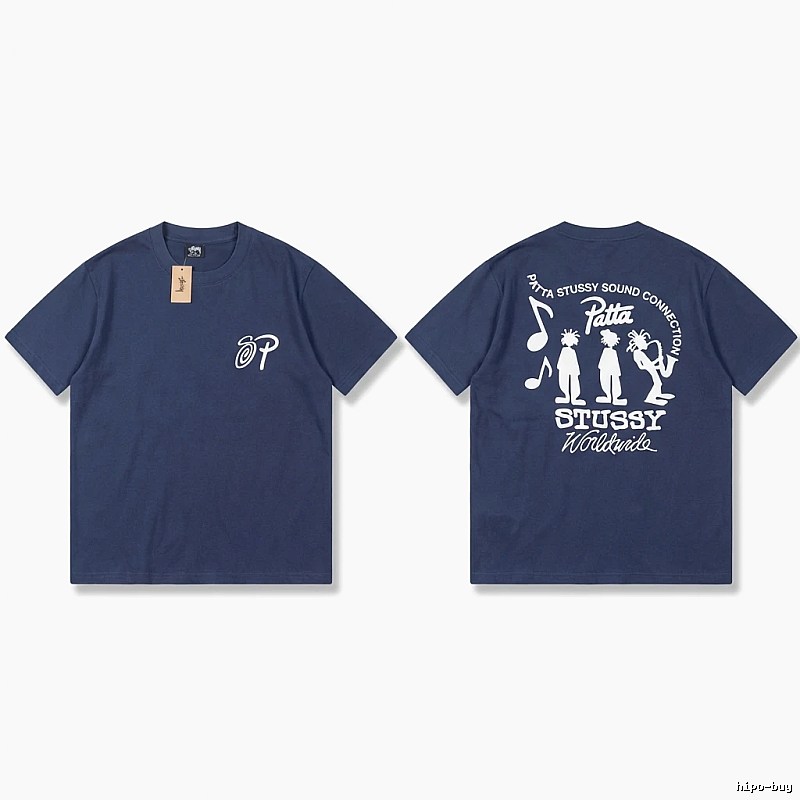 Stussy Co-branded Hip-hop Style Navy Blue T-shirt