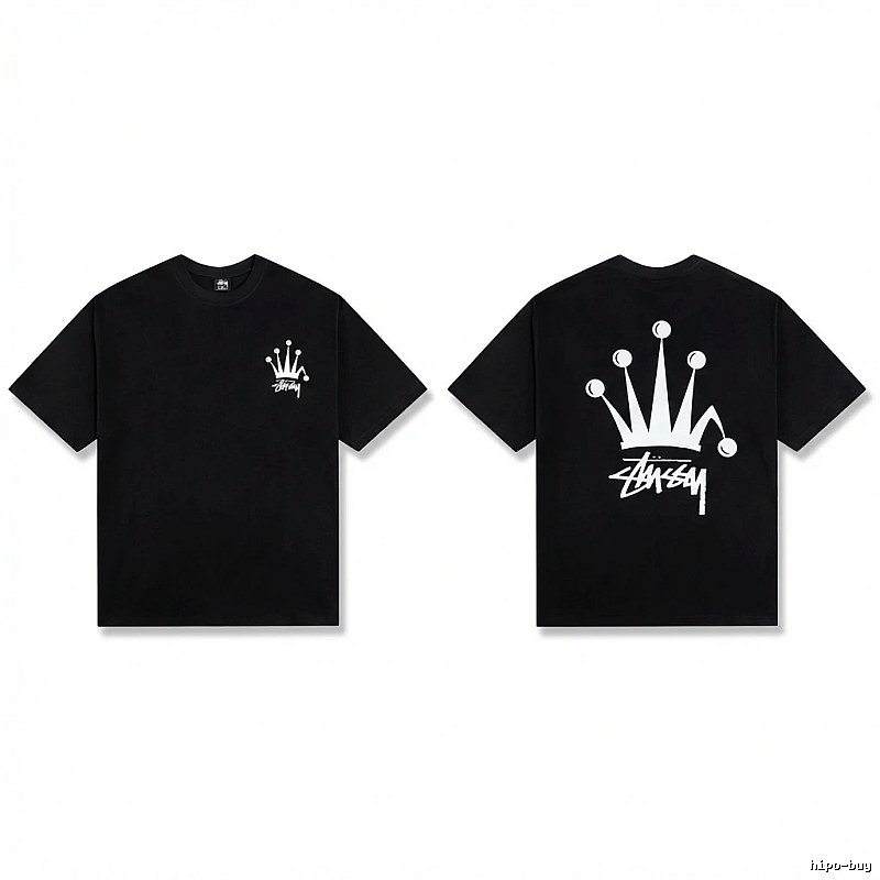 Stussy Crown Trendy and Cool Style Black T-shirt