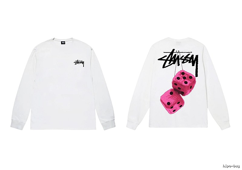 Stussy Dice Pattern White Long-sleeve Shirt