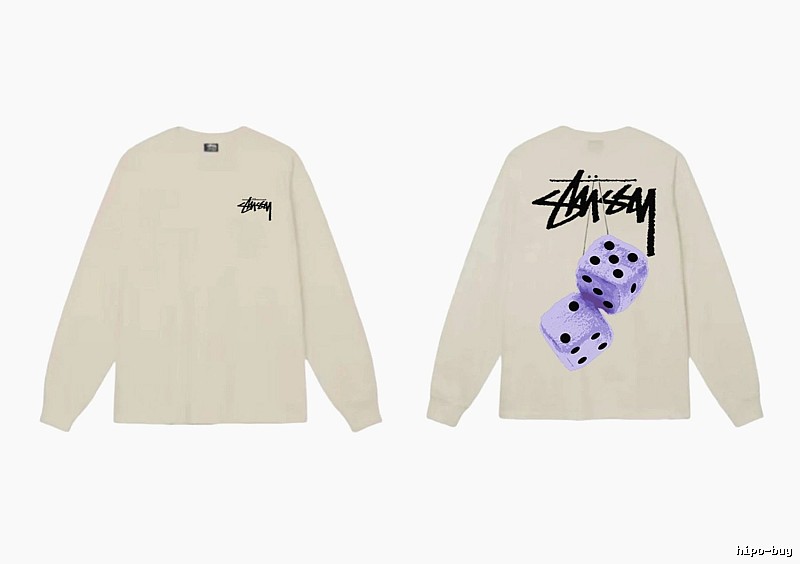 Stussy Dice Print Off-white Long-sleeve Shirt