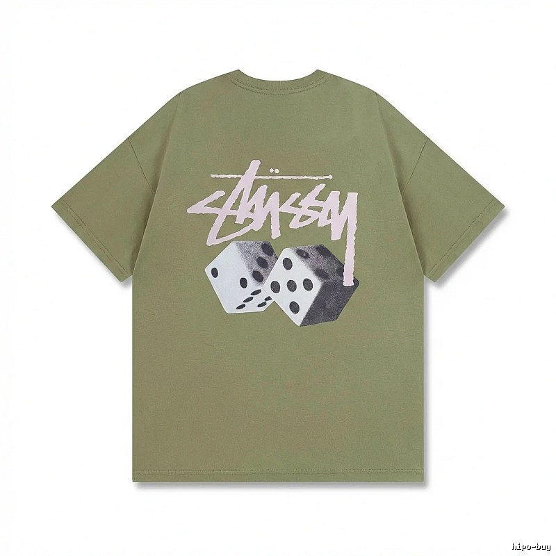 Stussy Dice Trend Brand Olive Green T-shirt
