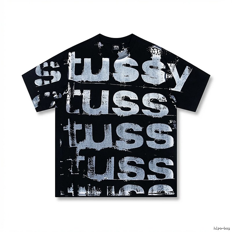 Stussy graffiti-style black T-shirt with letters