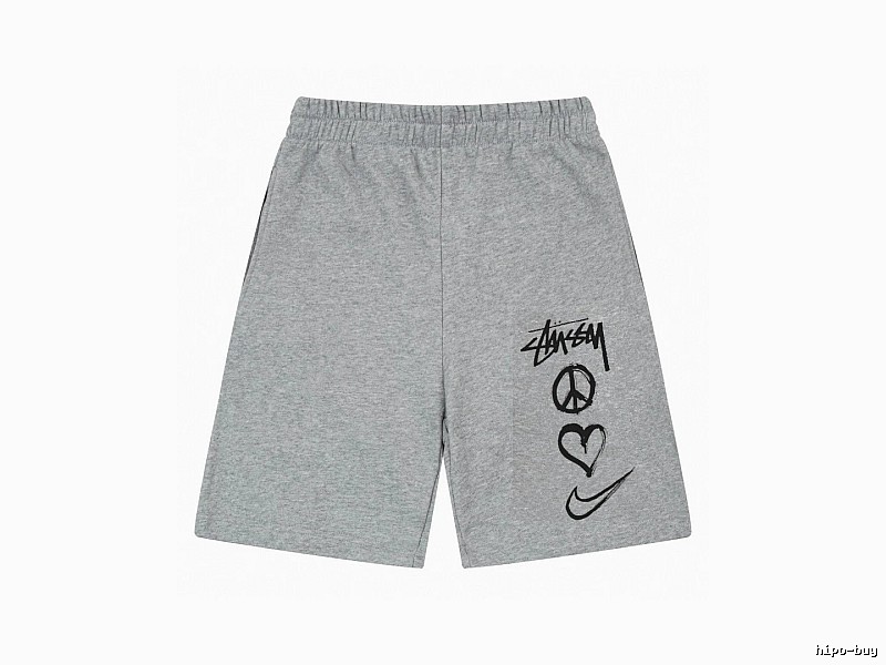 Stussy graffiti-style gray shorts