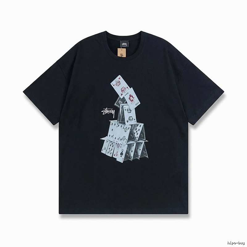 Stussy playing card series trendy black T-shirt