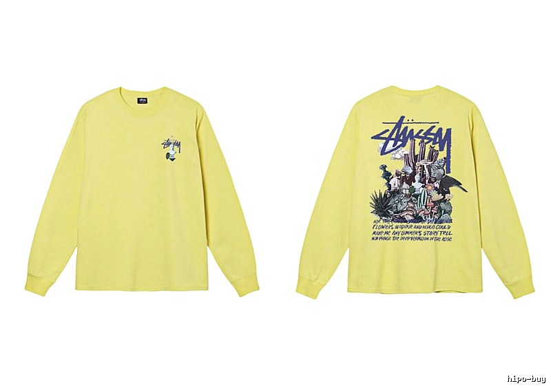 Stussy printed trendy brand style yellow long-sleeve