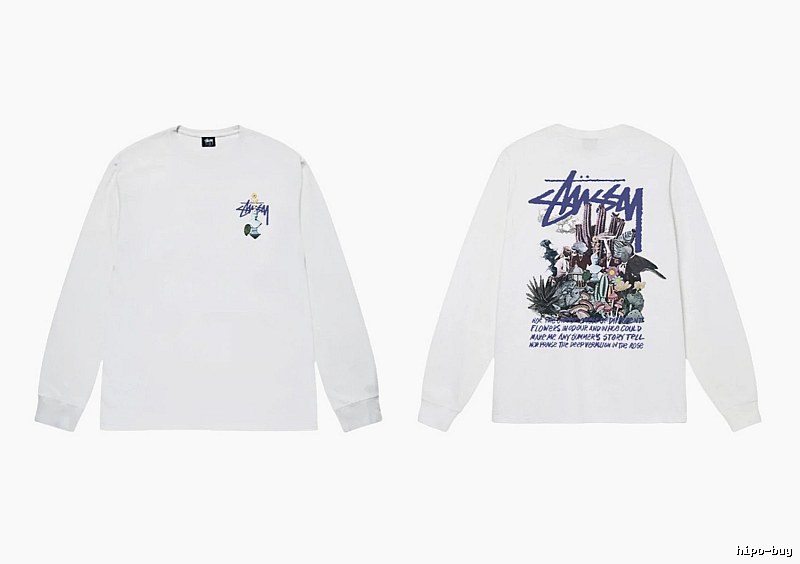 Stussy printed trendy white long-sleeve