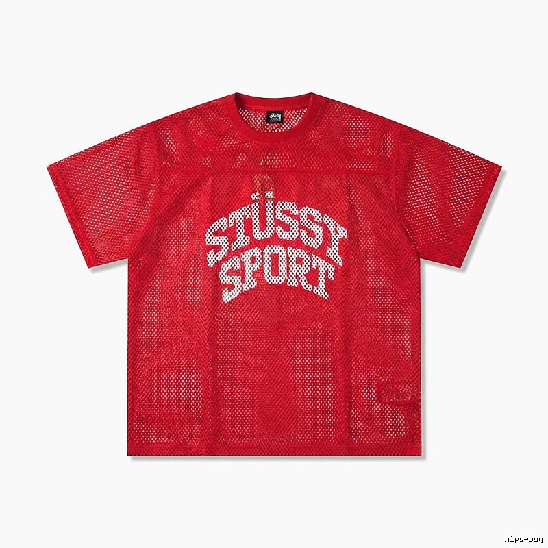Stussy Sport series red trendy short-sleeved shirt.