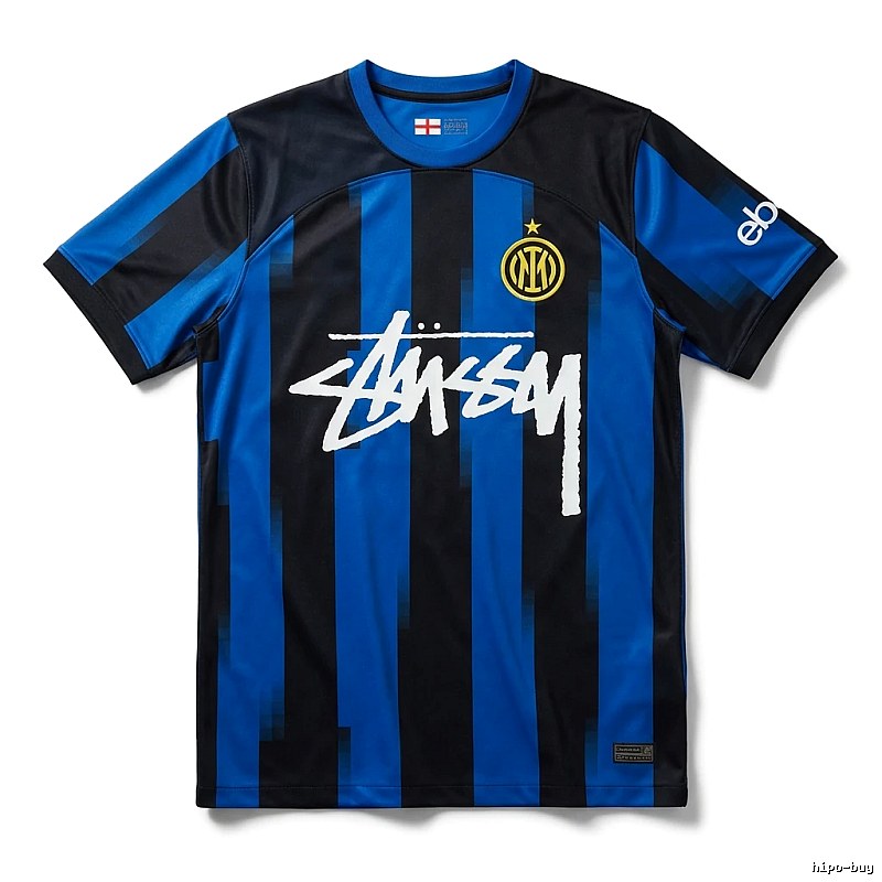 Stussy striped sporty blue and black T-shirt