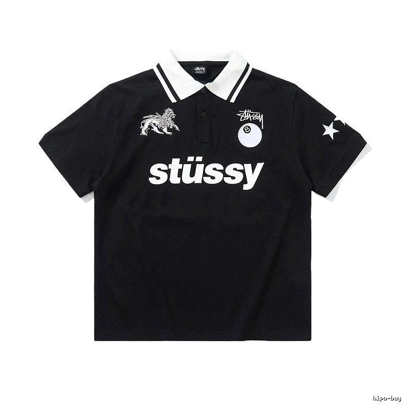 Stussy Trendy Style Black Polo Shirt