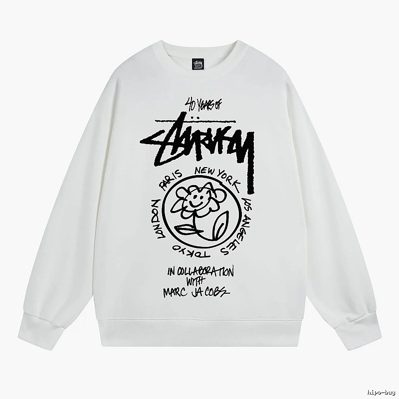 Stussy White Style 539 Graphic SweatShirt Airport Outfit