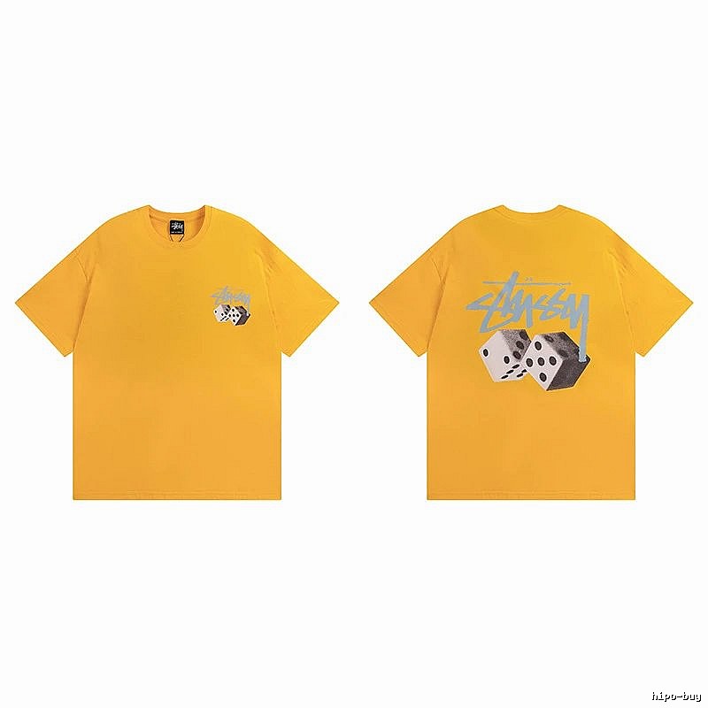 Stussy Yellow Spider Graphic T-Shirt Summer Styling Logo