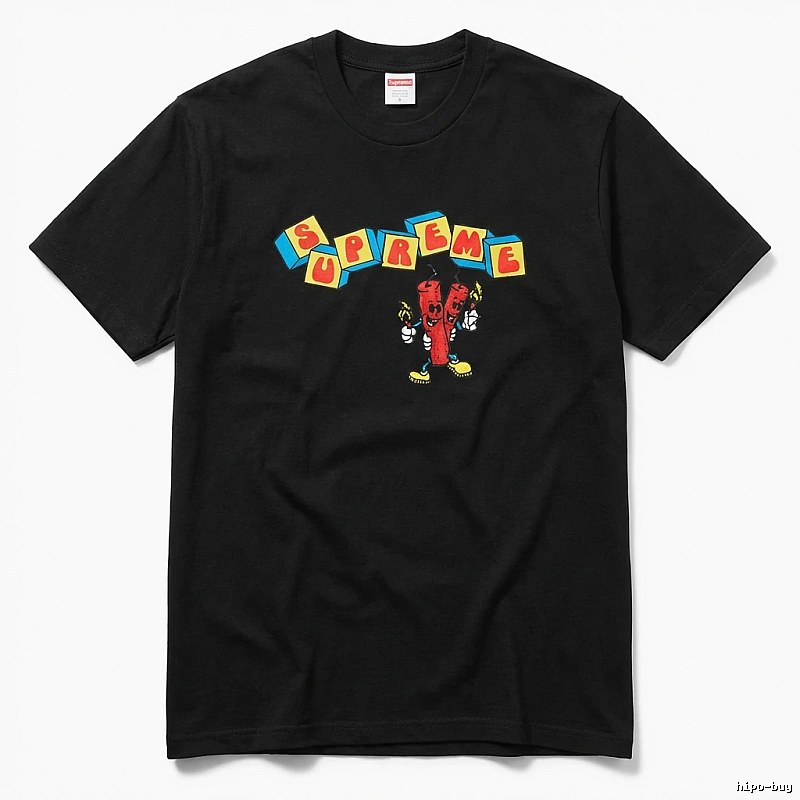 Supreme Cartoon Square Style Black T-shirt