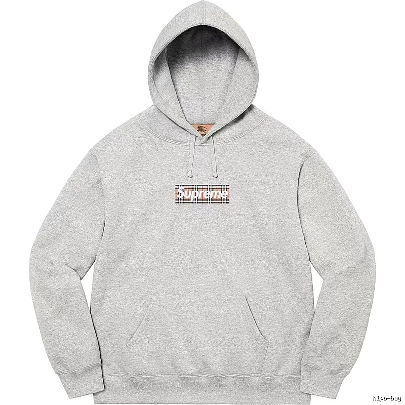 Supreme Logo Detail Logo hoodie Gray Red Oversized with Functional Detail