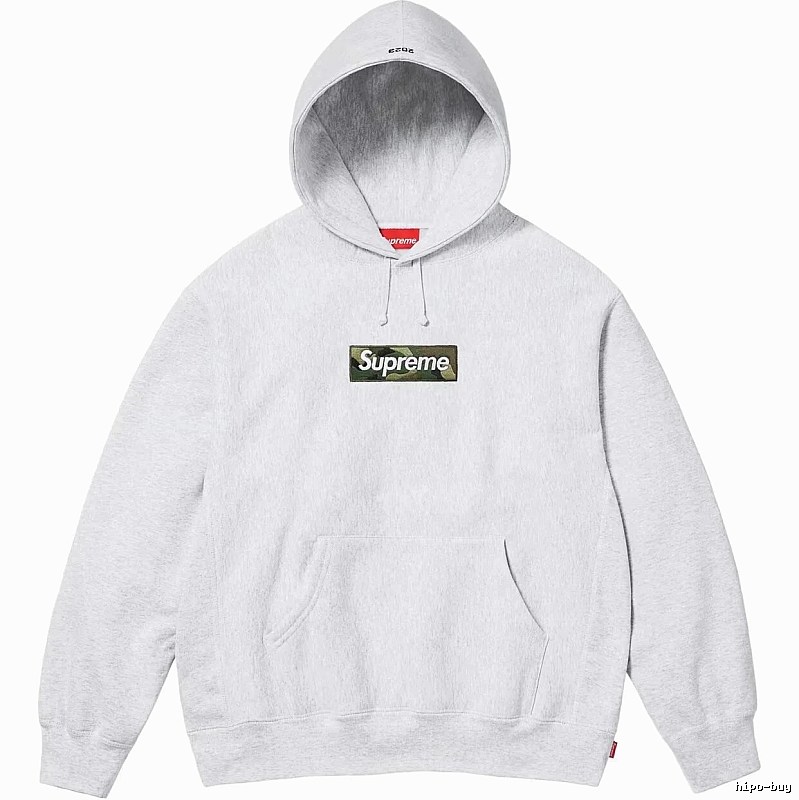Supreme Patterned Logo hoodie Gray Red Oversized with Polished Detail