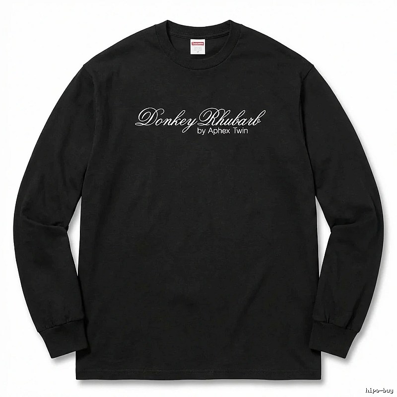 Supreme Print Retro Style Black Long-sleeve Shirt